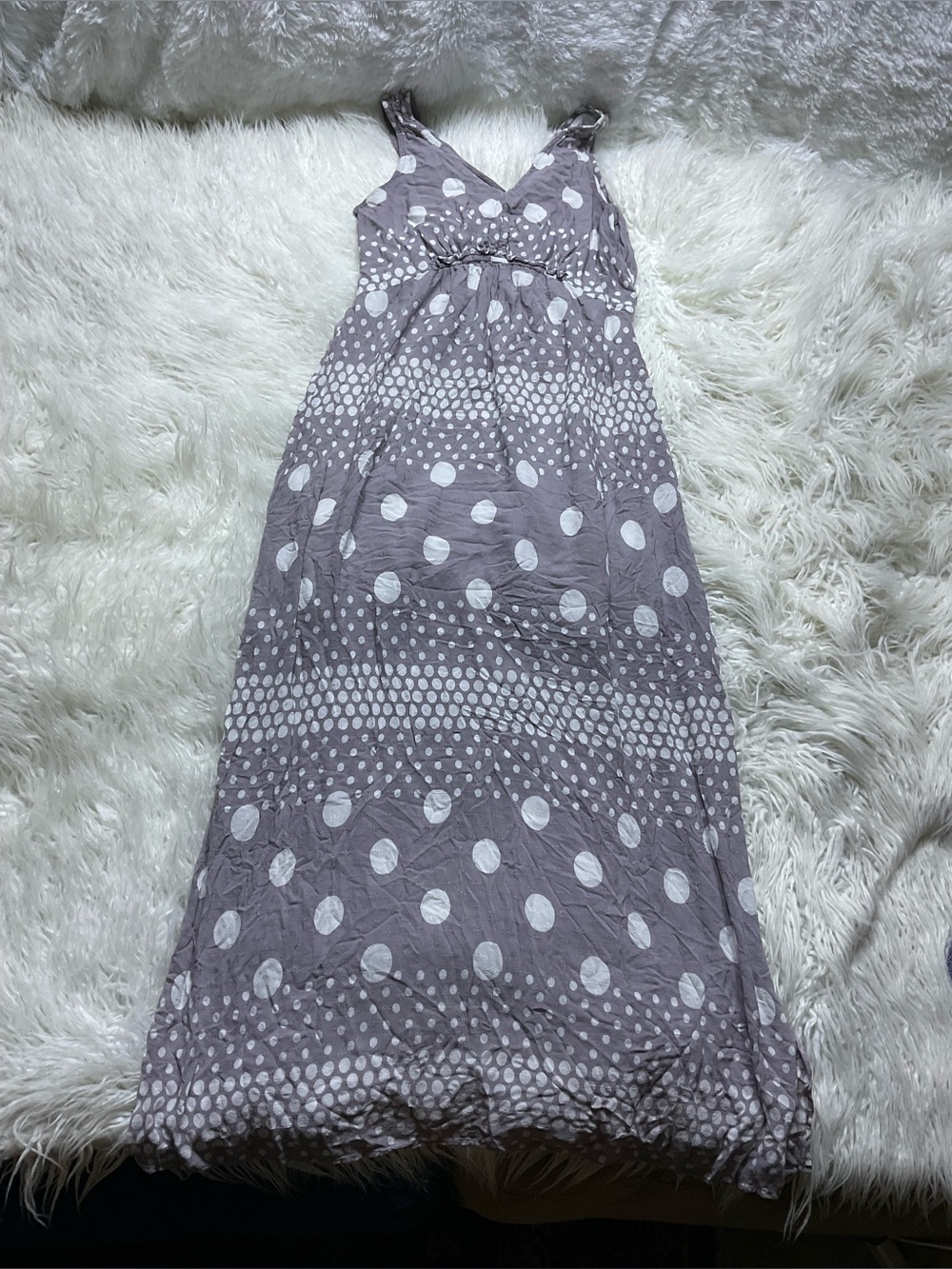 LOFT Beach grey polka dot dress